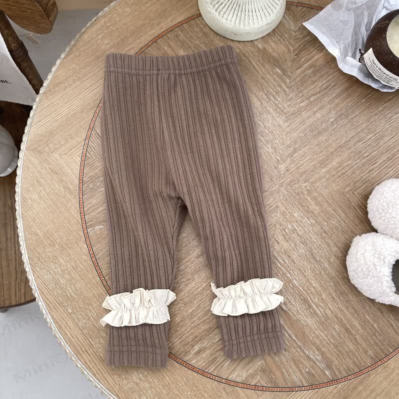 ベビーガールズ フリース裏地 レースリブ レギンス - コーヒー - 18～24ヶ月 - image 5