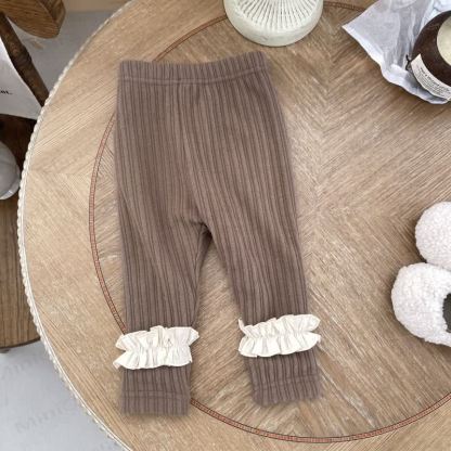 ベビーガールズ フリース裏地 レースリブ レギンス - コーヒー - 18～24ヶ月 - image 5