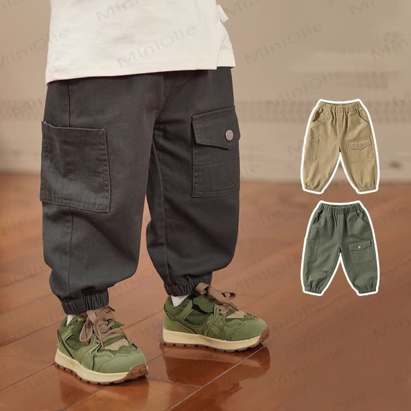 幼児用男の子用無地ワーカーパッチポケットパンツ - image 1