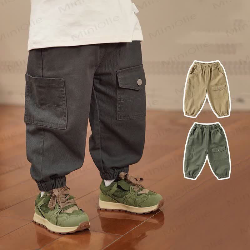 幼児用男の子用無地ワーカーパッチポケットパンツ - image 1