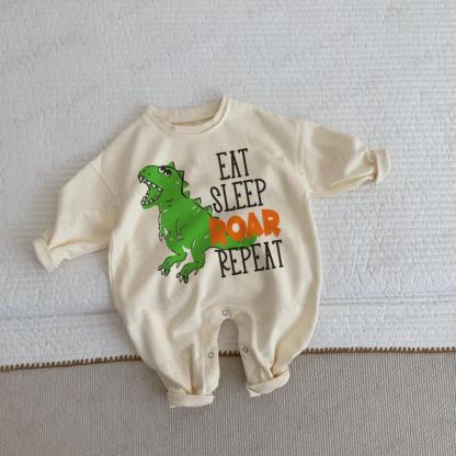 EAT SLEEP ROAR REPEATベビー 幼児用 ベージュ ロンパース - ベージュ - 2～3歳 - image 1