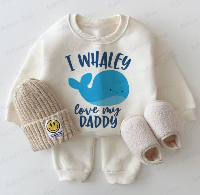 I WHALEY LOVE MY DADDYベビー ホワイト スウェットシャツ 2点セット - 白 - 2～3歳 - image 1
