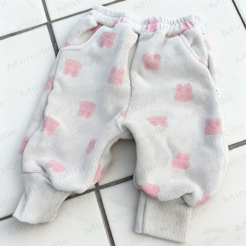 ベビー幼児用アニマルジョガーフリース裏地パンツ - ホワイトバニー - 5～7歳 - image 4