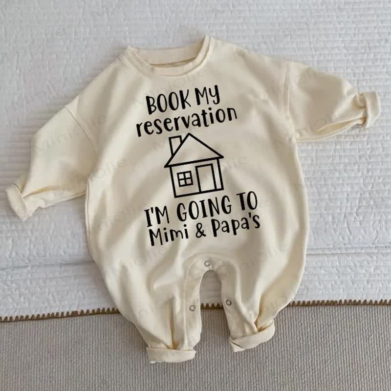 BOOK MY RESERVATION I'M GOING TO MIMI&PAPA'Sのベビー幼児用ベージュロンパース - ベージュ - 2～3歳 - image 1