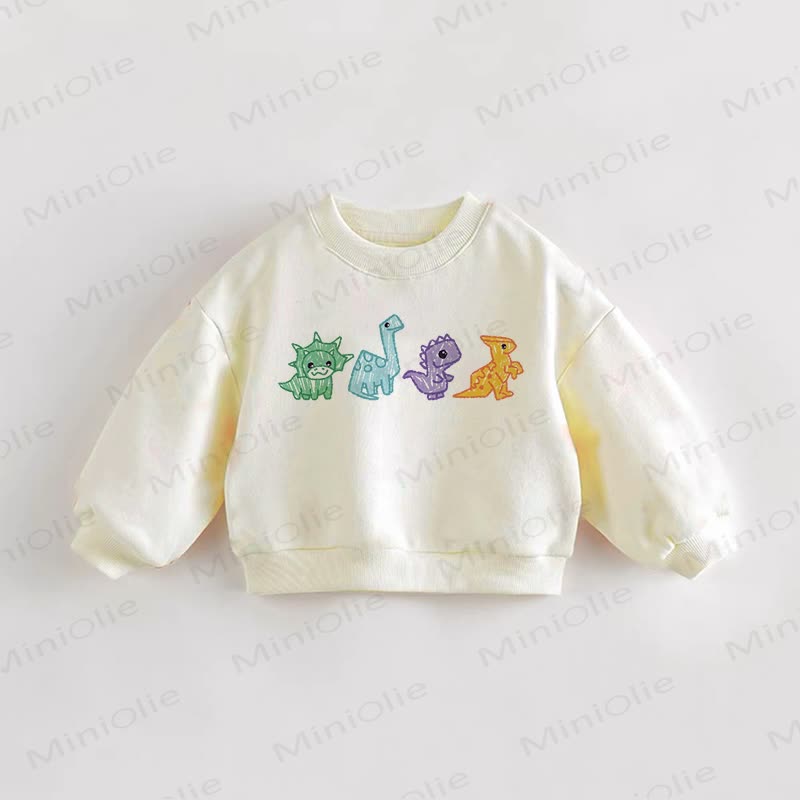 ベビー幼児用恐竜クリームスウェットシャツ - クリーム - 3～5歳 - image 1