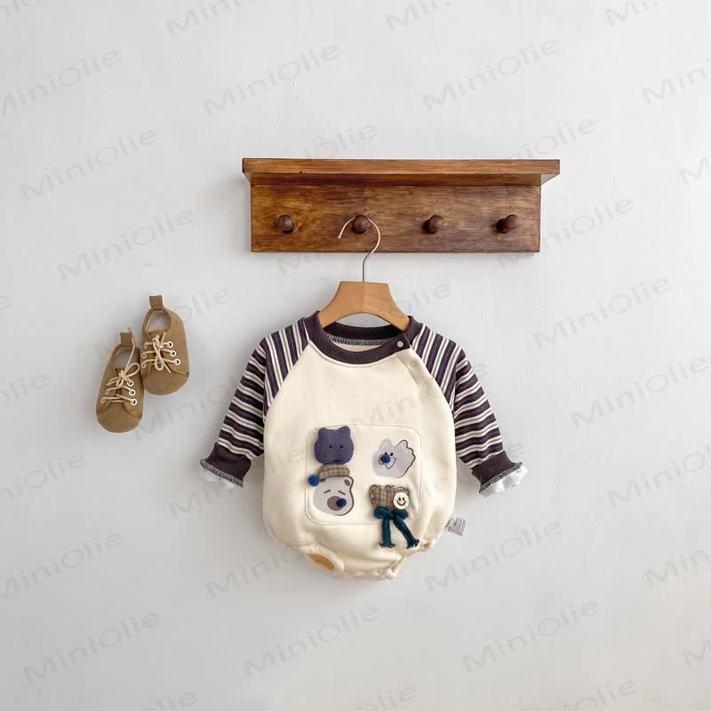 ベビーストライプスリーブカートゥーンボディスーツ - image 3