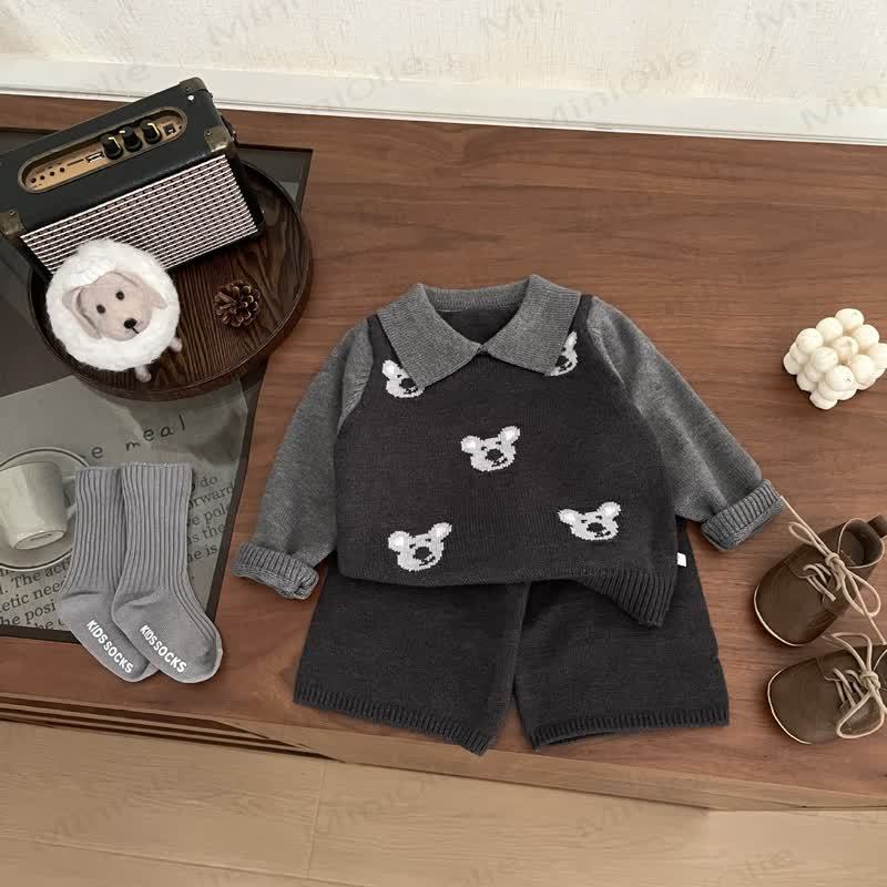 ベビー 幼児 男の子 ニット ポロカラー コアラ セーター & ショーツ - image 1