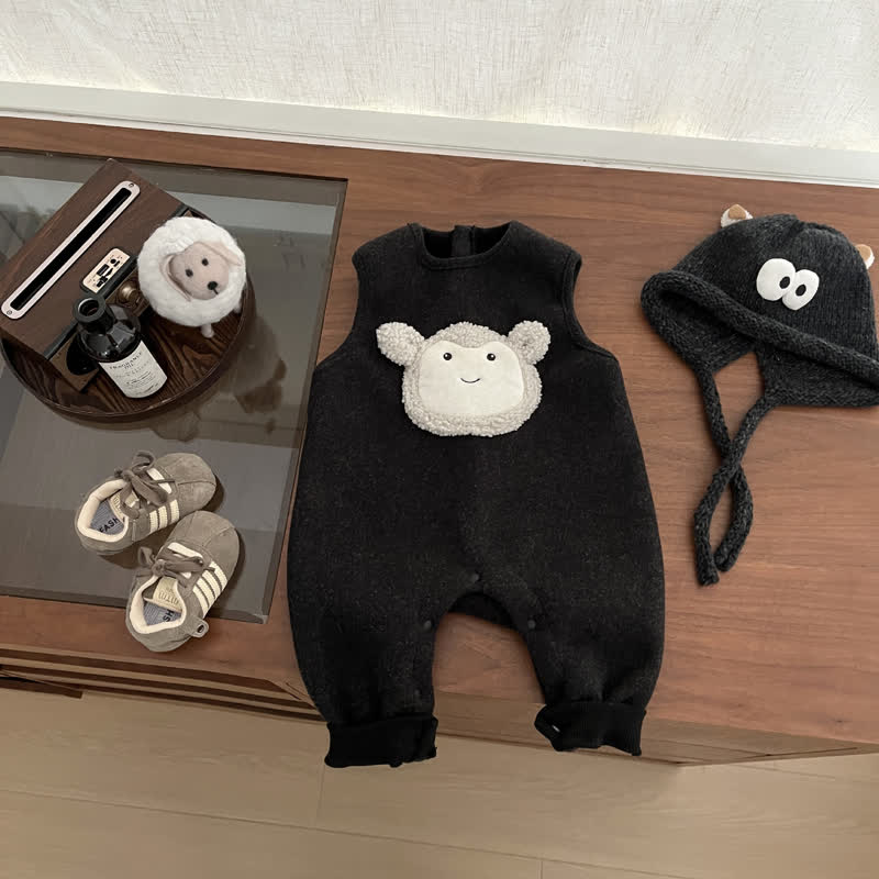 ベビー幼児用モンキーフリースブラックオーバーオール＆セーター - 黒のオーバーオール - 3～5歳 - image 1