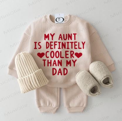 MY AUNT IS DEFINITELY COOLER THAN MY DADベビー2ピース ベージュセット - ベージュ - 2～3歳 - image 1
