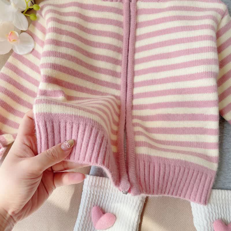 ベビー幼児女の子用ストライプニットカーディガンセーター - image 2