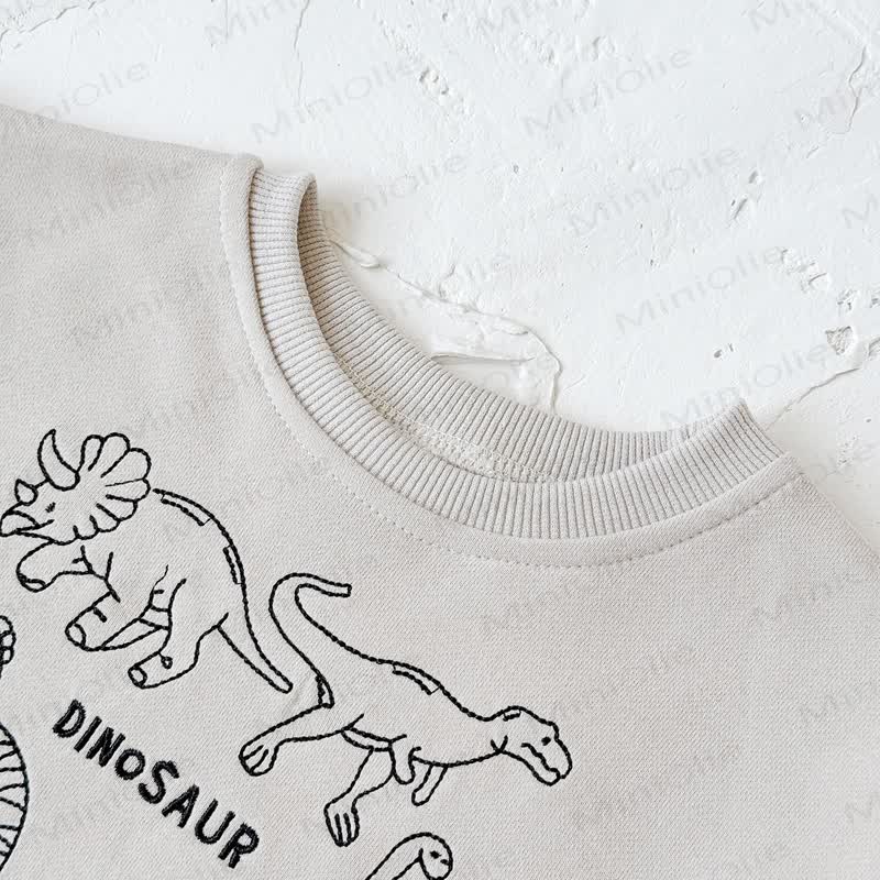 DINOSAURベビーボーイ ベージュ 2ピース 刺繍セット - image 8