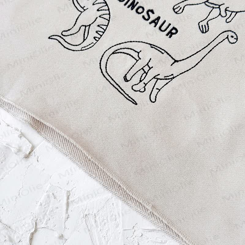 DINOSAURベビーボーイ ベージュ 2ピース 刺繍セット - image 9