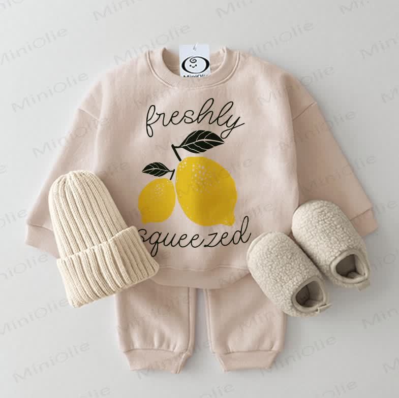 FRESHIY SQUEEZEDベビーレモン スウェットシャツ 2点セット ベージュ - ベージュ - 2～3歳 - image 1