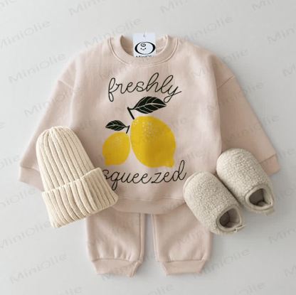 FRESHIY SQUEEZEDベビーレモン スウェットシャツ 2点セット ベージュ - ベージュ - 2～3歳 - image 1