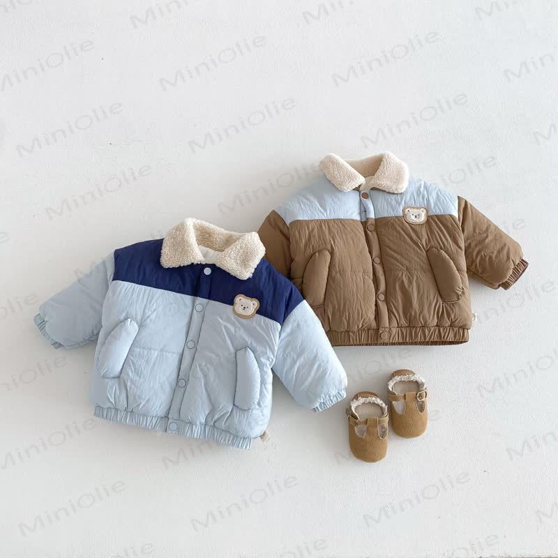 ベビー 幼児 男の子 カラーブロック ベア ラペル アウターウェア - image 1