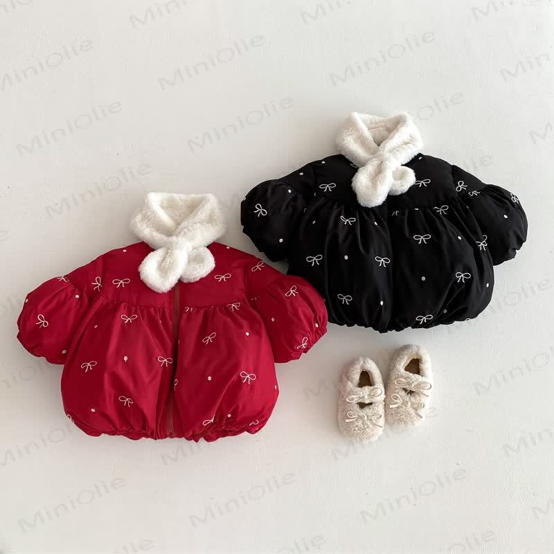 ベビー幼児女の子用キュートなリボン付きキルティングアウターウェア - image 1