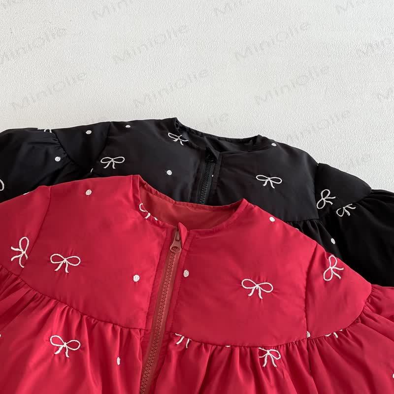 ベビー幼児女の子用キュートなリボン付きキルティングアウターウェア - image 5