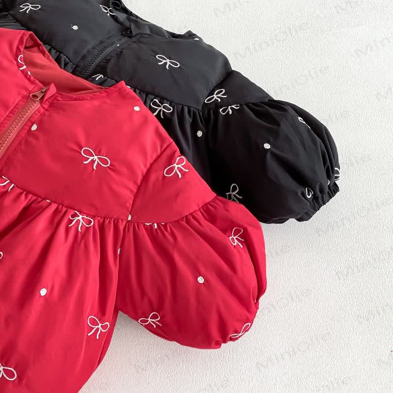 ベビー幼児女の子用キュートなリボン付きキルティングアウターウェア - image 6