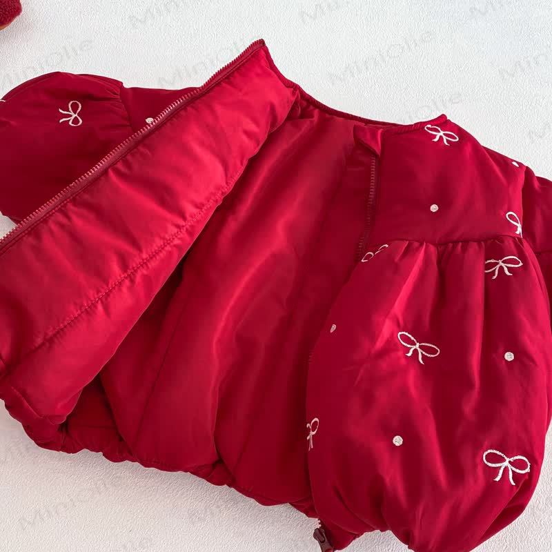 ベビー幼児女の子用キュートなリボン付きキルティングアウターウェア - image 7