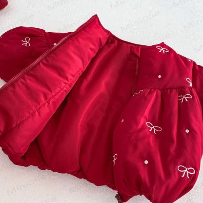 ベビー幼児女の子用キュートなリボン付きキルティングアウターウェア - image 7