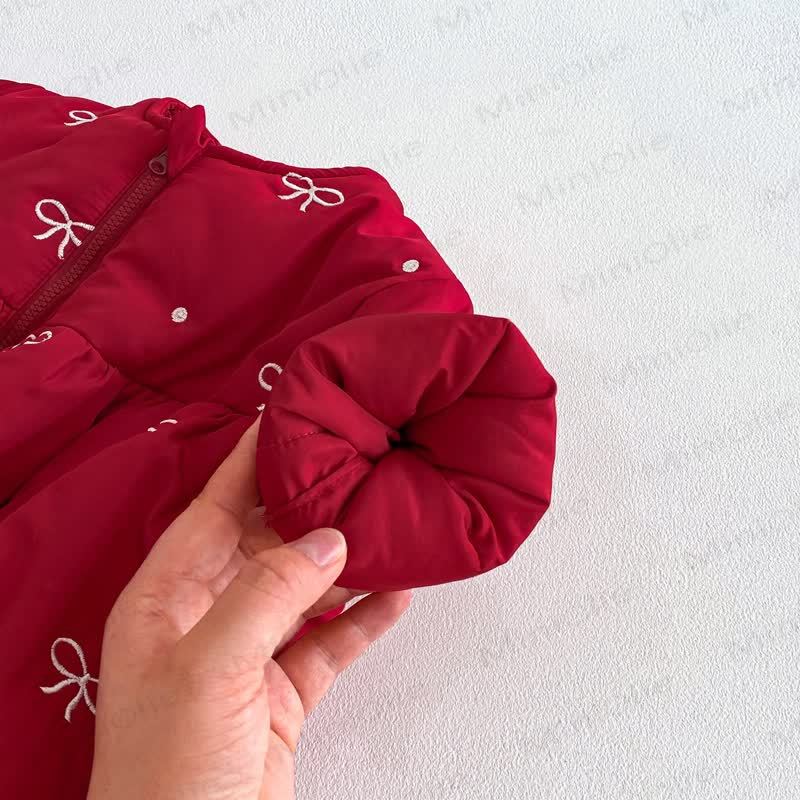 ベビー幼児女の子用キュートなリボン付きキルティングアウターウェア - image 8