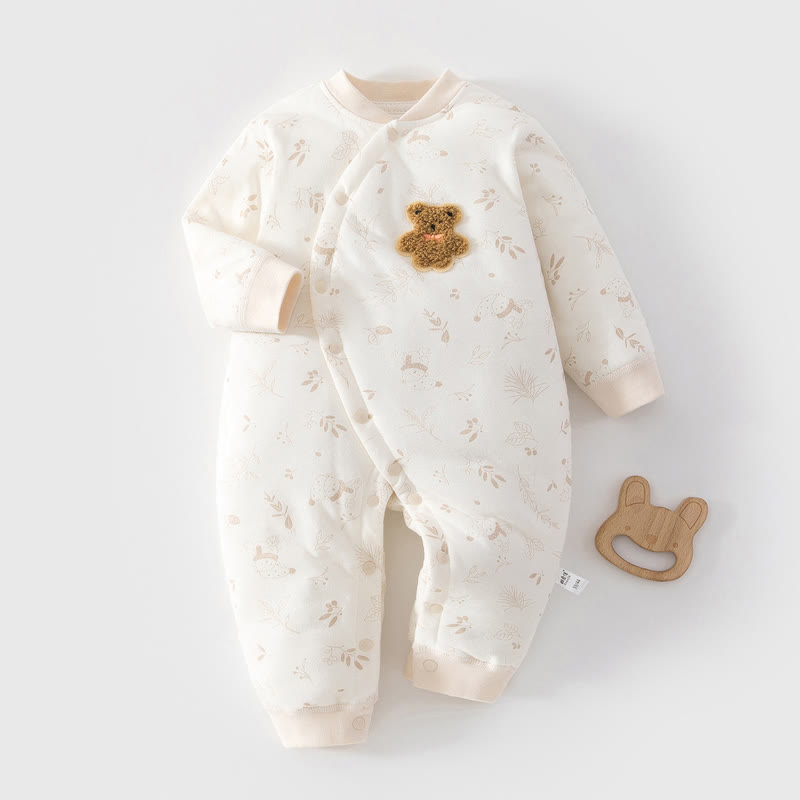 ベビーベア 新生児用キルティングパジャマロンパース - 白 - 18～24ヶ月 - image 1