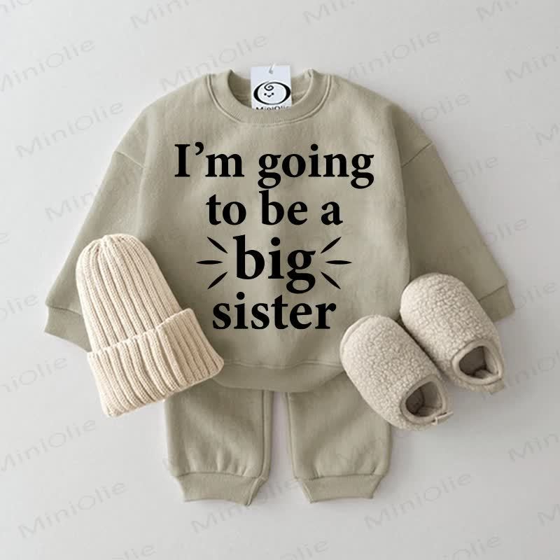 I'M GOING TO BE A BIG BROTHER/SISTERベビーグレーグリーン 2点セット - 妹 - 2～3歳 - image 2