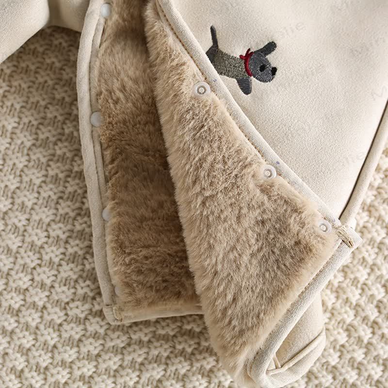 ベビーダックスフントの漫画刺繍入りフリースロンパース - image 6