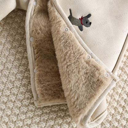 ベビーダックスフントの漫画刺繍入りフリースロンパース - image 6