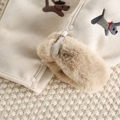 ベビーダックスフントの漫画刺繍入りフリースロンパース - image 7