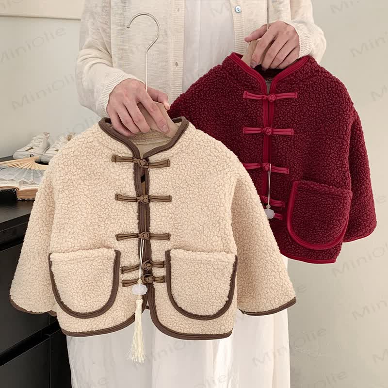 キッズ レトロ 無地 フリース アウターウェア - image 1