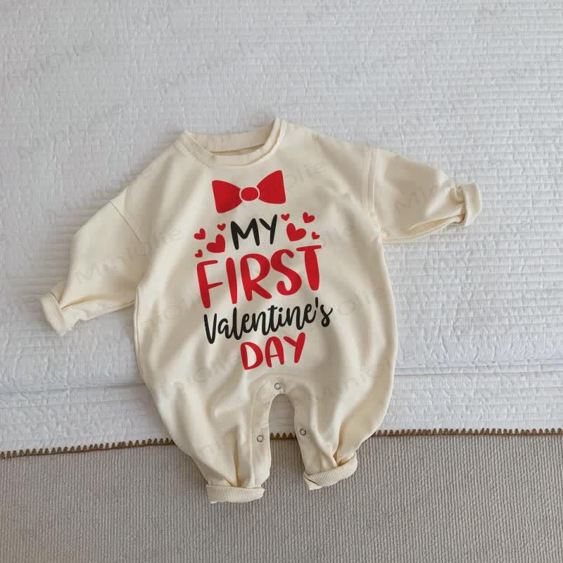 MY FIRST VALENTINE'S DAYベビー 幼児用 ベージュ ロンパース - ベージュ - 2～3歳 - image 1