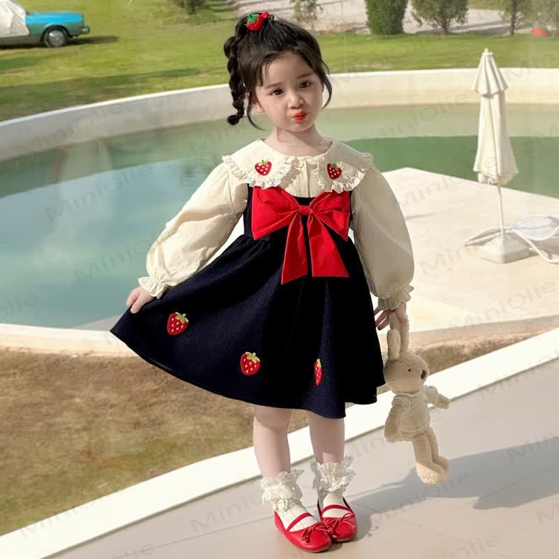 幼児用女の子用ストロベリーリボンDress - image 2
