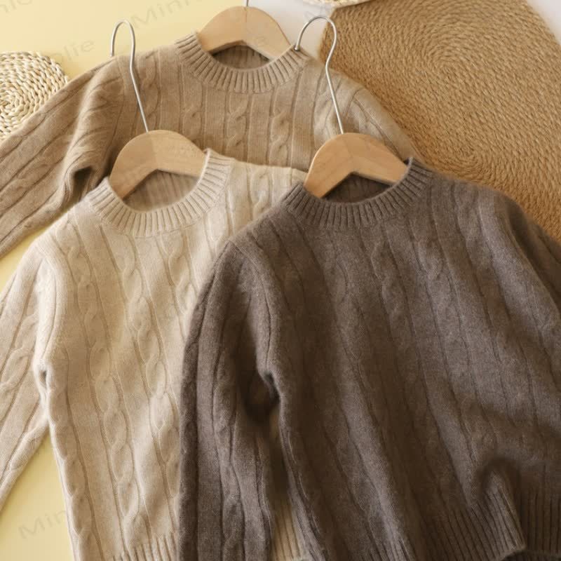 キッズ 無地 クルーネック ニット プルオーバー セーター - image 1