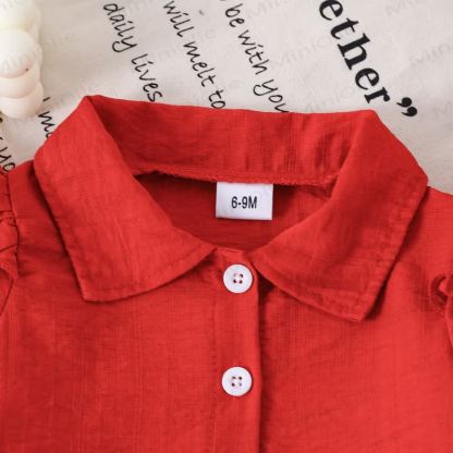 ベビーガールズ フライングスリーブ ブラウス & 刺繍 チェリー デニムパンツ - image 4