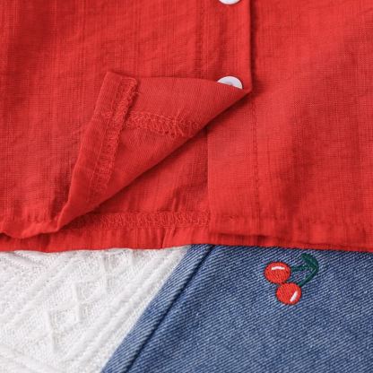 ベビーガールズ フライングスリーブ ブラウス & 刺繍 チェリー デニムパンツ - image 5