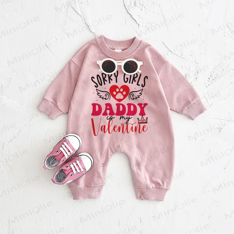 SORRY GIRLS DADDY IS MY VALENTINE！ベビーピンクのロンパース - ピンク - 2～3歳 - image 1
