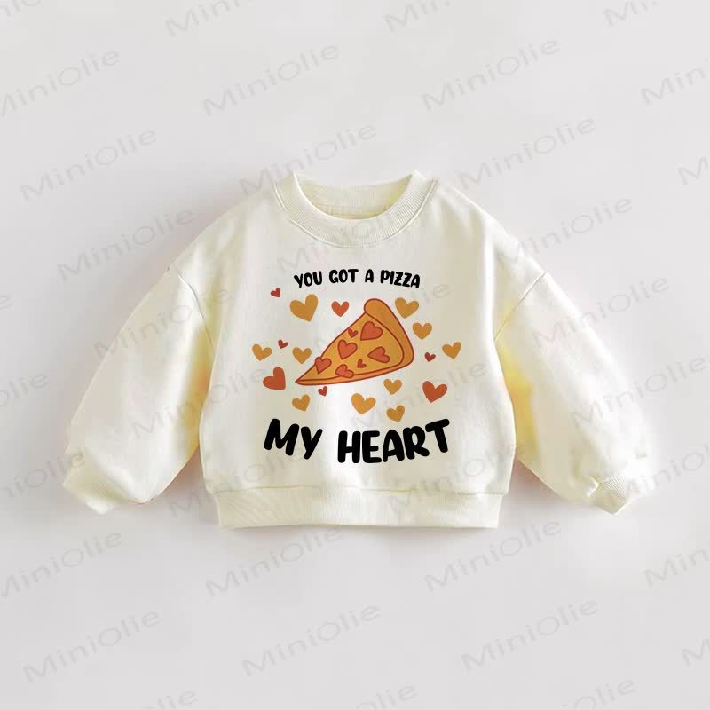 YOU GOT A PIZZA MY HEARTベビー 幼児用 クリーム スウェットシャツ - クリーム - 3～5歳 - image 1