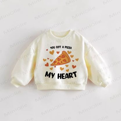 YOU GOT A PIZZA MY HEARTベビー 幼児用 クリーム スウェットシャツ - クリーム - 3～5歳 - image 1