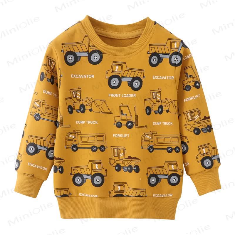 幼児用ショベルカートゥーンプリントクルーネックスウェットシャツ - 黄色 - 7歳 - image 1