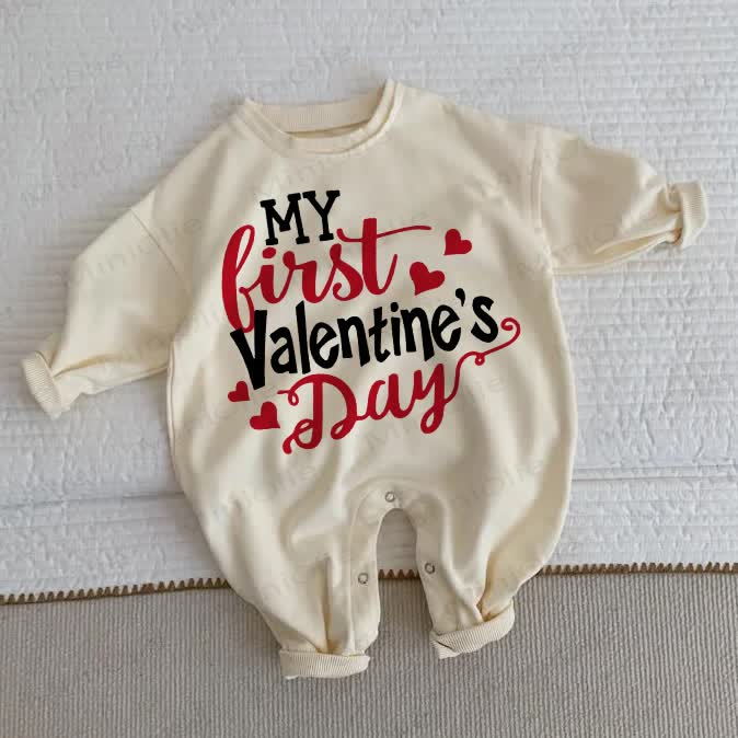 MY FIRST VALENTINE'S DAYベビー 幼児用 ベージュ ロンパース - ベージュ - 2～3歳 - image 1