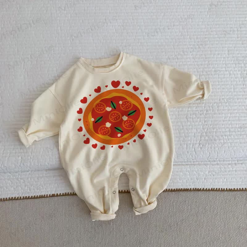 ベビー幼児用ラブピザベージュロンパー - ベージュ - 2～3歳 - image 1