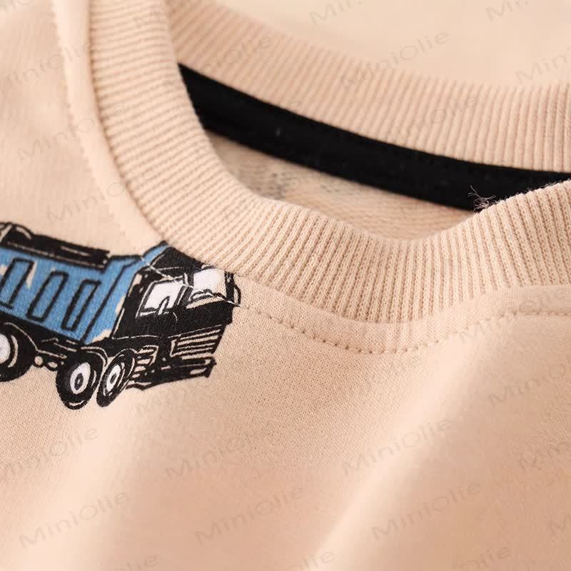 幼児用男の子用ショベルカートゥーンプリントクルーネックスウェットシャツ - image 4