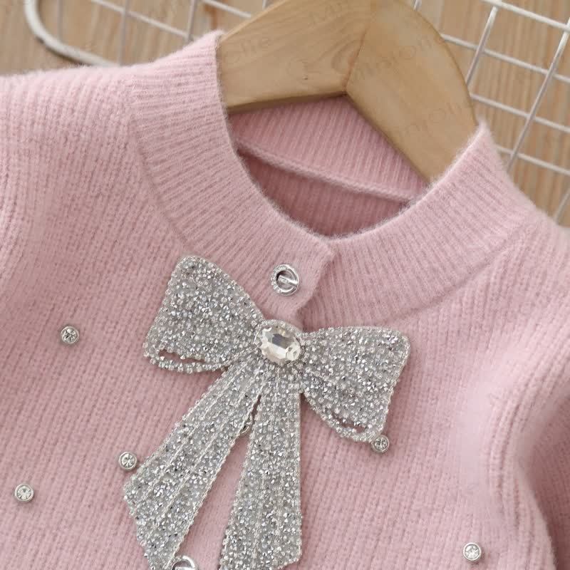 幼児用女の子用リボンニットカーディガン＆スパンコールスカート - image 8