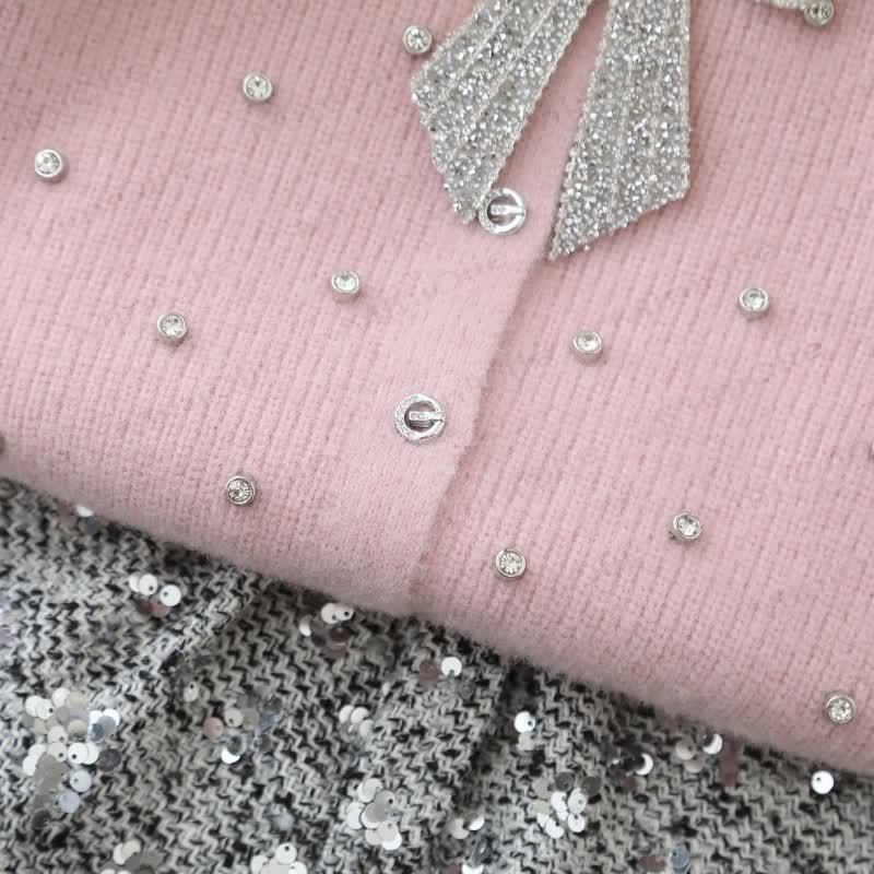 幼児用女の子用リボンニットカーディガン＆スパンコールスカート - image 10