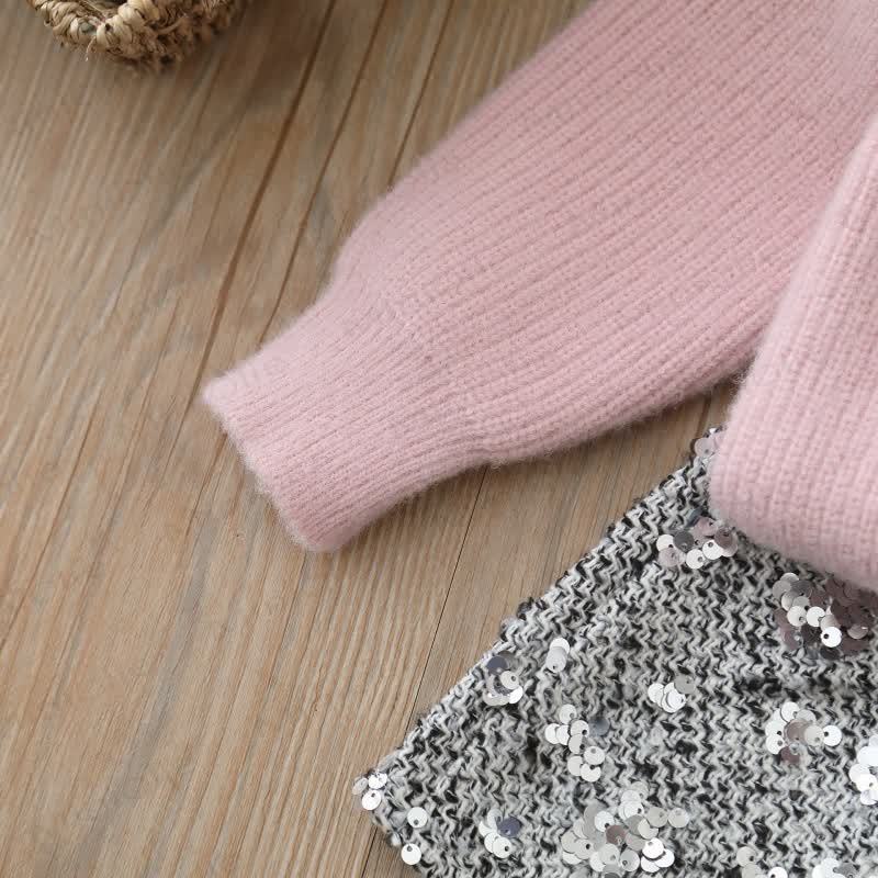 幼児用女の子用リボンニットカーディガン＆スパンコールスカート - image 7