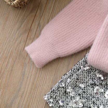 幼児用女の子用リボンニットカーディガン＆スパンコールスカート - image 7