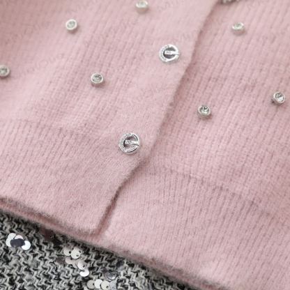 幼児用女の子用リボンニットカーディガン＆スパンコールスカート - image 11