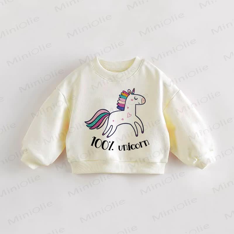 100% UNICORN ベビー 幼児用 ラブ マルチカラー クリーム スウェットシャツ - クリーム - 3～5歳 - image 1