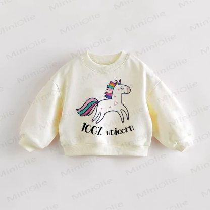 100% UNICORN ベビー 幼児用 ラブ マルチカラー クリーム スウェットシャツ - クリーム - 3～5歳 - image 1